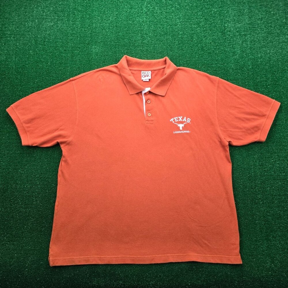 Texas Longhorns Polo Shirt Mens XL/2XL Orange‎ Vintage UT NCAA Football Sports